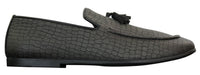 Elong DD0085 - Mocassins masculinos em couro PU imitando cobra e crocodilo, com detalhe de borla, confortáveis e com estilo vintage.
