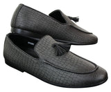 Elong DD0085 - Mocassins masculinos em couro PU imitando cobra e crocodilo, com detalhe de borla, confortáveis e com estilo vintage.