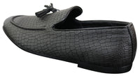 Elong DD0085 - Mocassins masculinos em couro PU imitando cobra e crocodilo, com detalhe de borla, confortáveis e com estilo vintage.