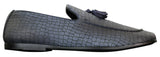 Elong DD0085 - Mocassins masculinos em couro PU imitando cobra e crocodilo, com detalhe de borla, confortáveis e com estilo vintage.