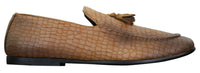 Elong DD0085 - Mocassins masculinos em couro PU imitando cobra e crocodilo, com detalhe de borla, confortáveis e com estilo vintage.