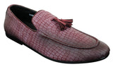 Elong DD0085 - Mocassins masculinos em couro PU imitando cobra e crocodilo, com detalhe de borla, confortáveis e com estilo vintage.