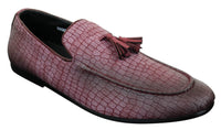Elong DD0085 - Mocassins masculinos em couro PU imitando cobra e crocodilo, com detalhe de borla, confortáveis e com estilo vintage.