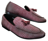 Elong DD0085 - Mocassins masculinos em couro PU imitando cobra e crocodilo, com detalhe de borla, confortáveis e com estilo vintage.