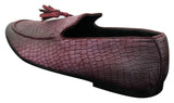 Elong DD0085 - Mocassins masculinos em couro PU imitando cobra e crocodilo, com detalhe de borla, confortáveis e com estilo vintage.