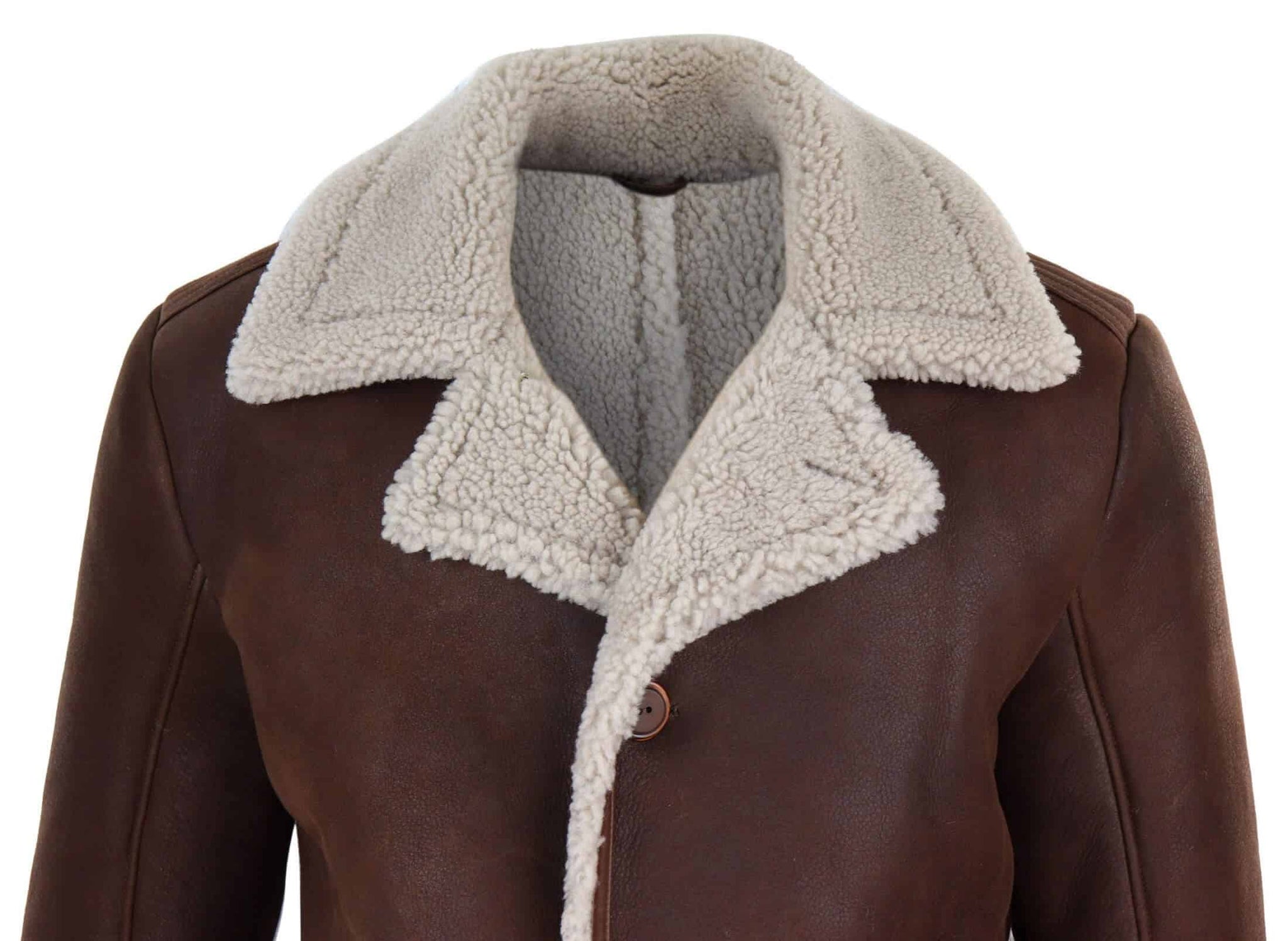 Jaqueta masculina de pele de carneiro marrom