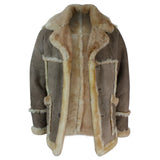 Jaqueta masculina original 3/4 de pele de carneiro bege, creme e marrom.