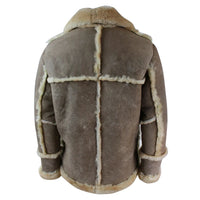 Jaqueta masculina original 3/4 de pele de carneiro bege, creme e marrom.