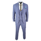 Terno masculino azul xadrez de 3 peças - Cavani Delray