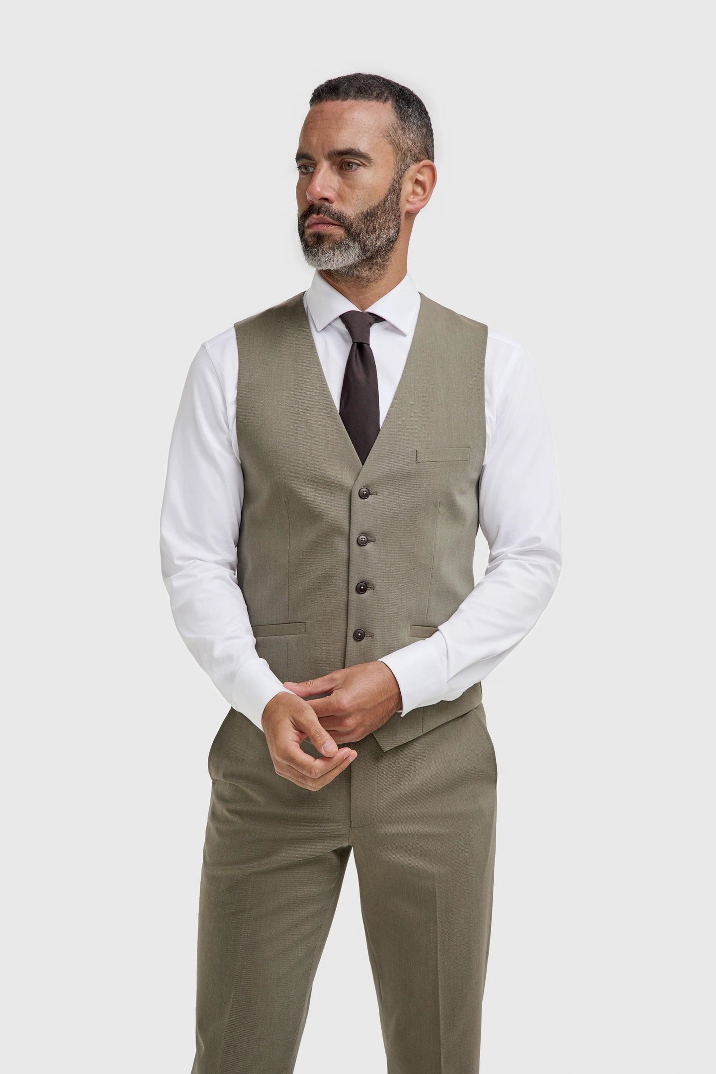 Donatella - Colete masculino verde sálvia de corte ajustado