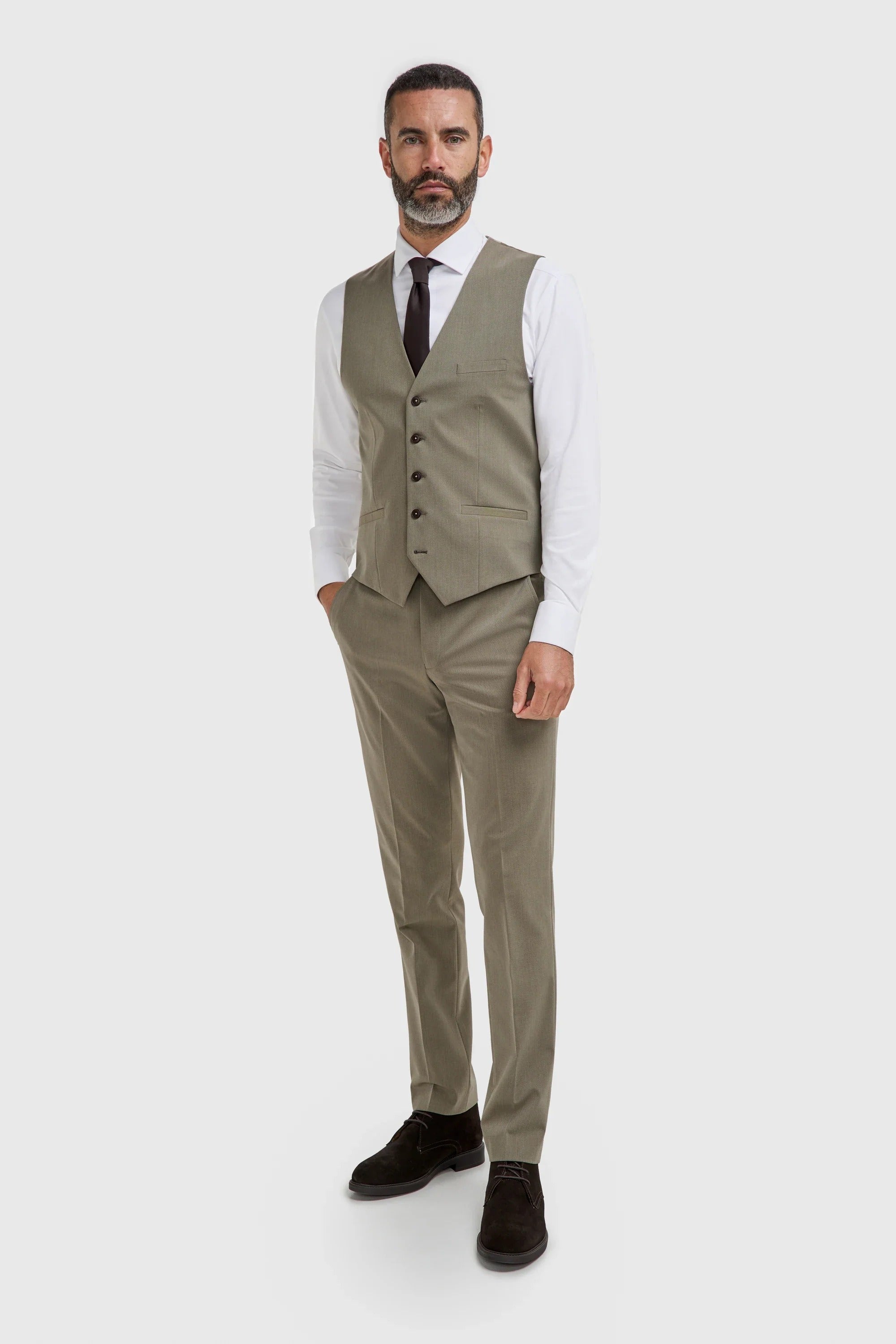 Donatella - Colete masculino verde sálvia de corte ajustado