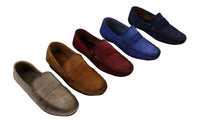 Mocassins masculinos de camurça genuína lavada, estilo slip-on, para um visual elegante e casual.