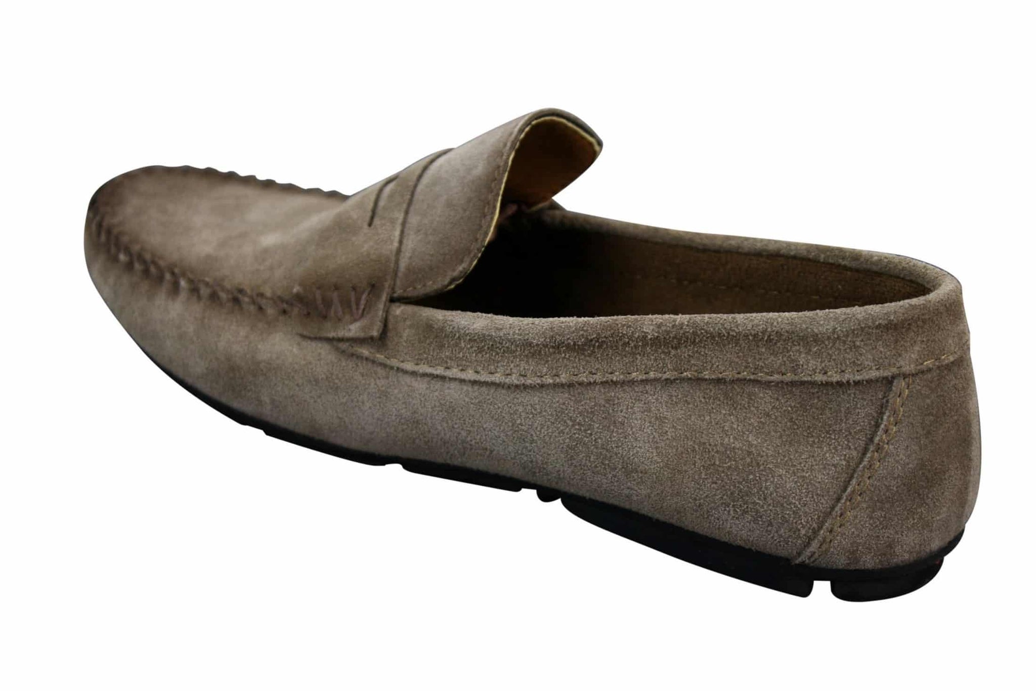 Mocassins masculinos de camurça genuína lavada, estilo slip-on, para um visual elegante e casual.
