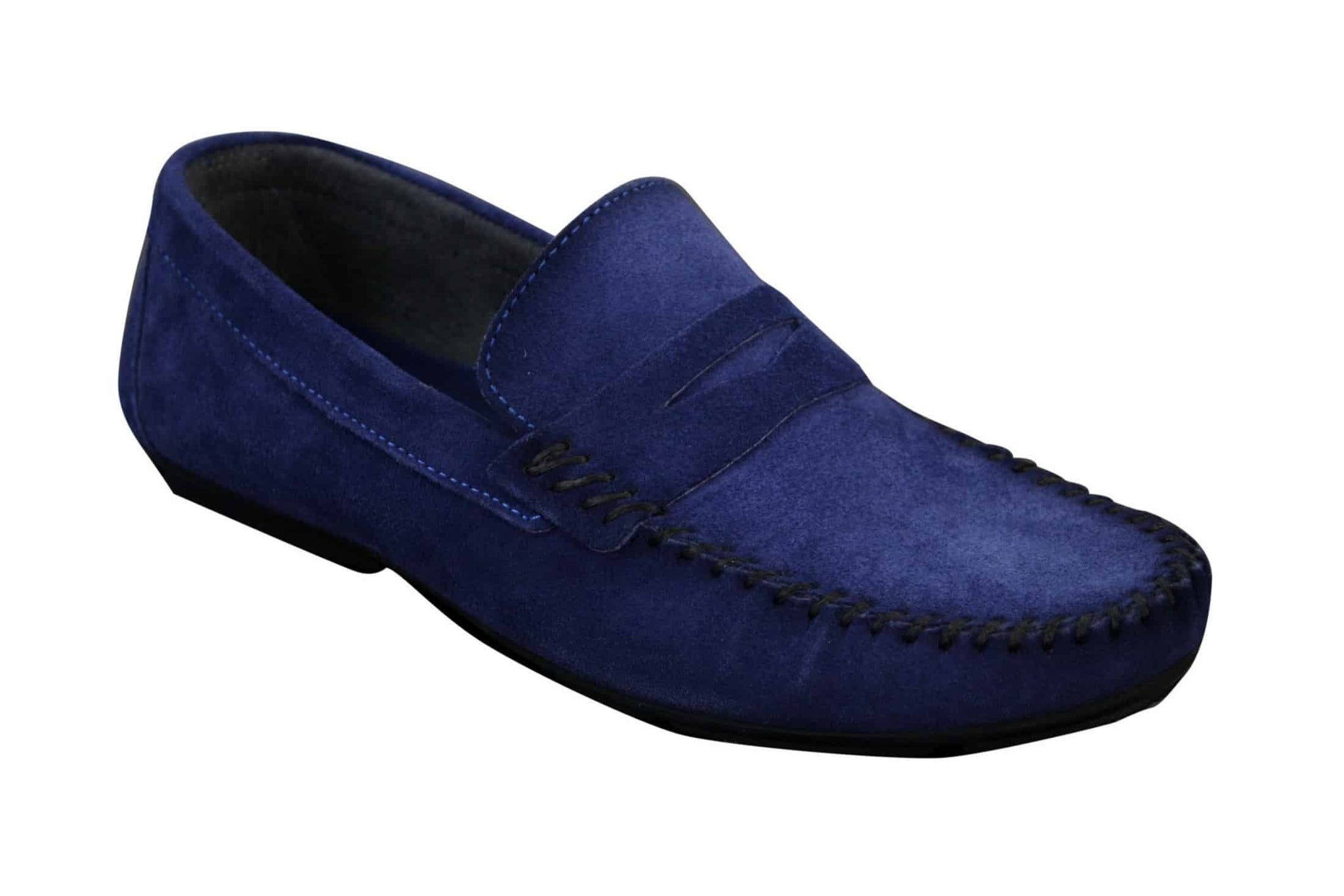 Mocassins masculinos de camurça genuína lavada, estilo slip-on, para um visual elegante e casual.