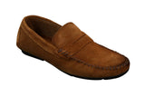 Mocassins masculinos de camurça genuína lavada, estilo slip-on, para um visual elegante e casual.