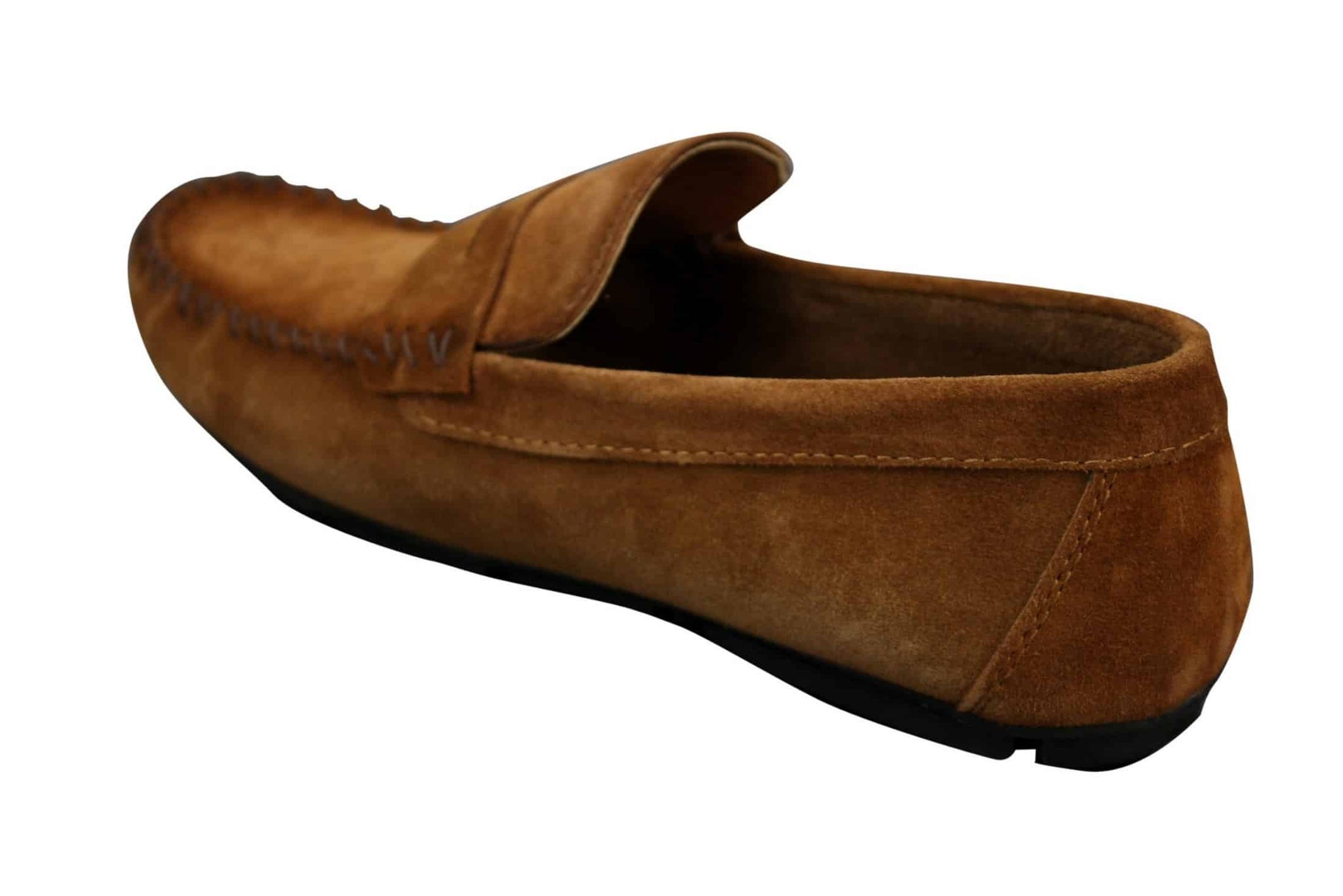 Mocassins masculinos de camurça genuína lavada, estilo slip-on, para um visual elegante e casual.
