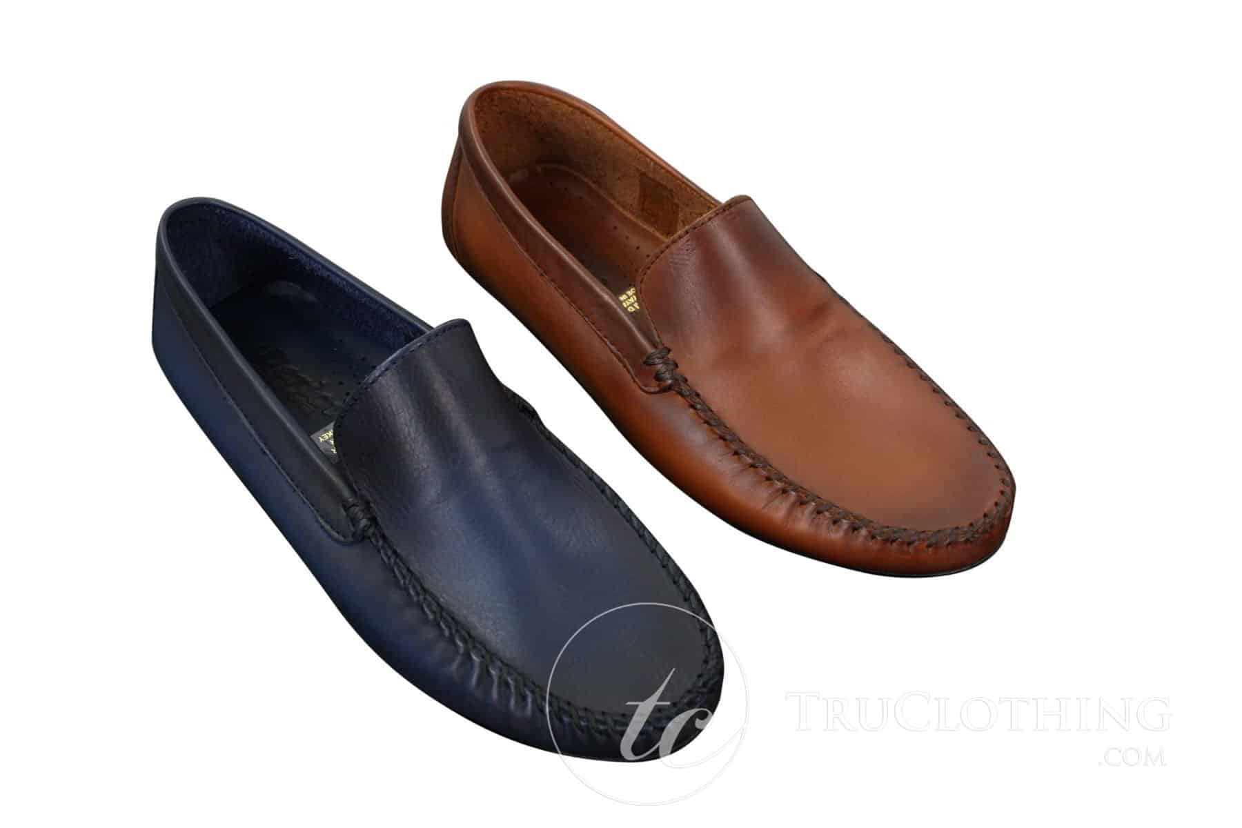 Mocassins masculinos de couro legítimo, estilo slip-on, elegantes e casuais, com design vintage retrô.