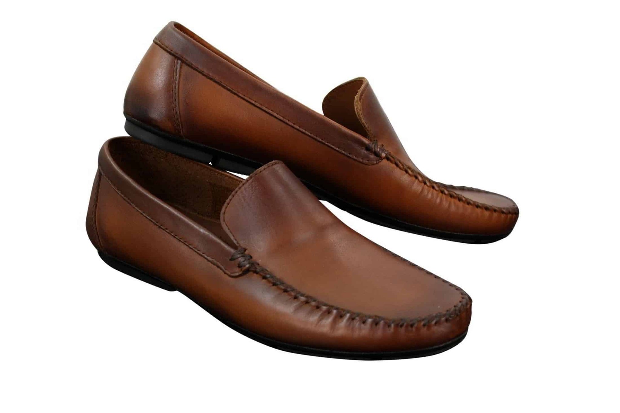 Mocassins masculinos de couro legítimo, estilo slip-on, elegantes e casuais, com design vintage retrô.