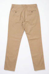 Calças chino masculinas em mistura de linho cáqui e algodão Tencel, tecido fino para o verão.