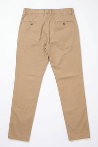 Calças chino masculinas em mistura de linho cáqui e algodão Tencel, tecido fino para o verão.