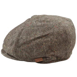 Boné Baker Boy de 8 painéis, modelo Shelby, em lã tweed marrom clássico, com lâmina de barbear.