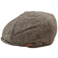 Boné Baker Boy de 8 painéis, modelo Shelby, em lã tweed marrom clássico, com lâmina de barbear.