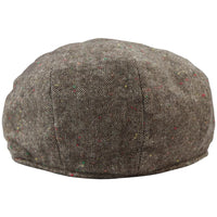 Boné Baker Boy de 8 painéis, modelo Shelby, em lã tweed marrom clássico, com lâmina de barbear.