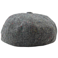 Boné Baker Boy de 8 painéis, modelo Shelby, em lã tweed cinza clássico, com lâmina de barbear.