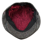 Boné Baker Boy de 8 painéis, modelo Shelby, em lã tweed cinza clássico, com lâmina de barbear.
