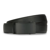Cinto masculino de couro preto com catraca para calças jeans e sociais, 35 mm, ajustável a qualquer tamanho.