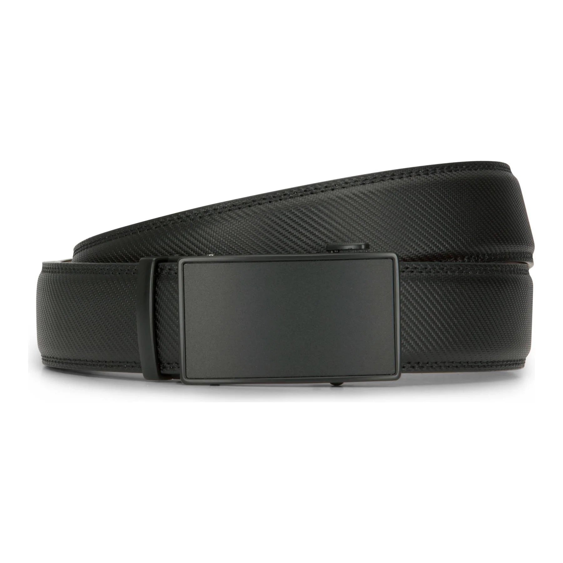 Cinto masculino de couro preto com catraca para calças jeans e sociais, 35 mm, ajustável a qualquer tamanho.