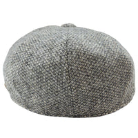 Boné Baker Boy de 8 painéis, modelo Shelby, em lã tweed, clássico cinza claro, com lâmina.
