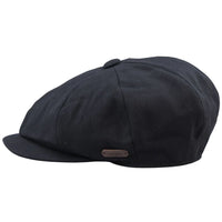 Chapéu masculino Razor Summer Baker Boy preto de 8 painéis, em algodão, modelo Newsboy Flat Cap Shelby.
