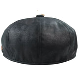 Chapéu masculino Razor Baker Boy de 8 painéis em couro PU, estilo jornaleiro, preto.