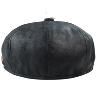 Chapéu masculino Razor Baker Boy de 8 painéis em couro PU, estilo jornaleiro, preto.