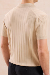 Camisa polo masculina bege canelada