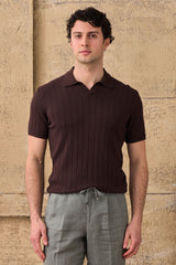 Camisa polo masculina marrom canelada