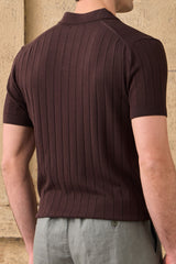 Camisa polo masculina marrom canelada