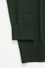 Suéter masculino verde de gola alta, em malha de viscose macia, manga comprida.