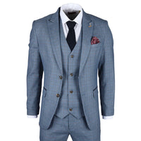 Earl - Blazer masculino azul xadrez