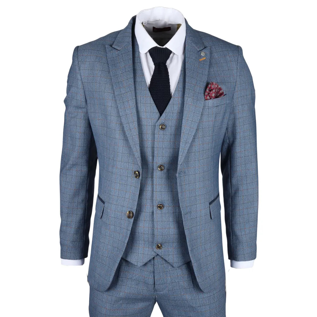 Earl - Blazer masculino azul xadrez