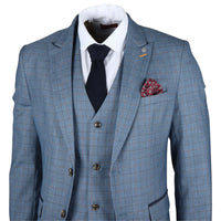Earl - Blazer masculino azul xadrez