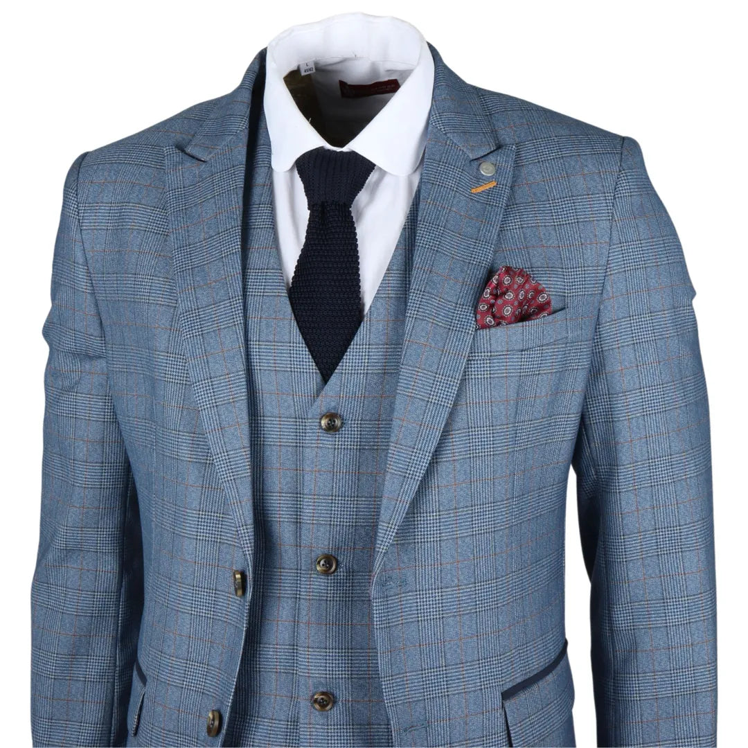 Earl - Blazer masculino azul xadrez