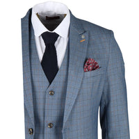Earl - Blazer masculino azul xadrez