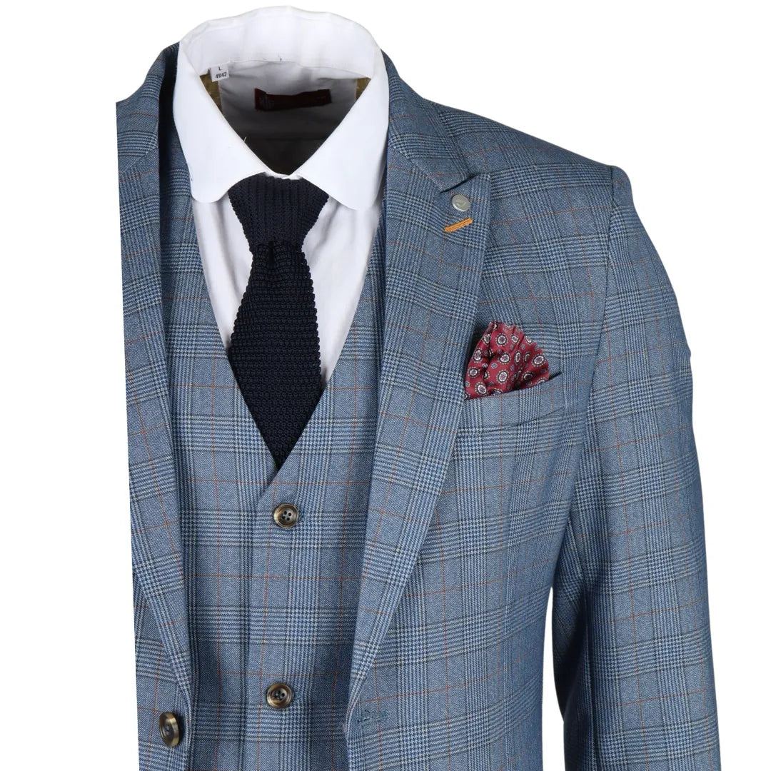Earl - Blazer masculino azul xadrez