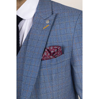Earl - Blazer masculino azul xadrez