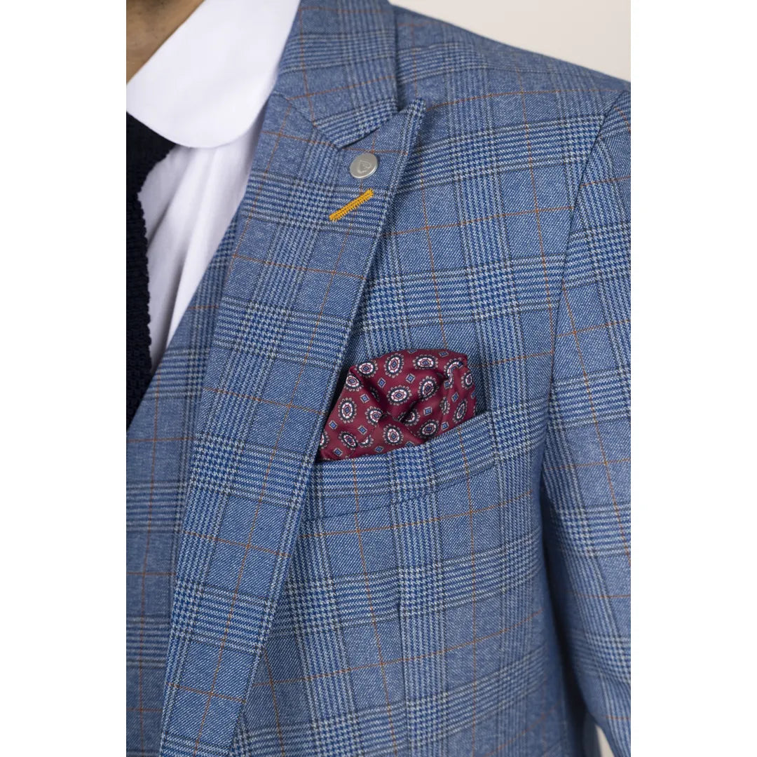 Earl - Blazer masculino azul xadrez