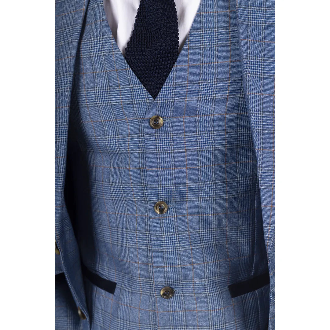 Earl - Blazer masculino azul xadrez