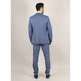 Terno masculino Earl de 3 peças, azul xadrez, sob medida.
