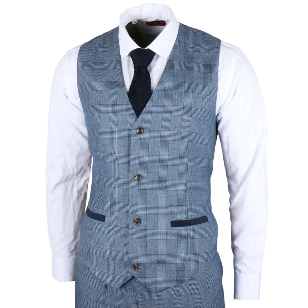 Colete masculino Earl azul xadrez